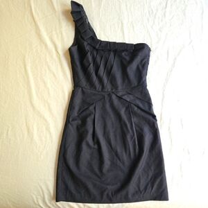 MM Couture Miss Me Navy One Shoulder Pleated Dress XS